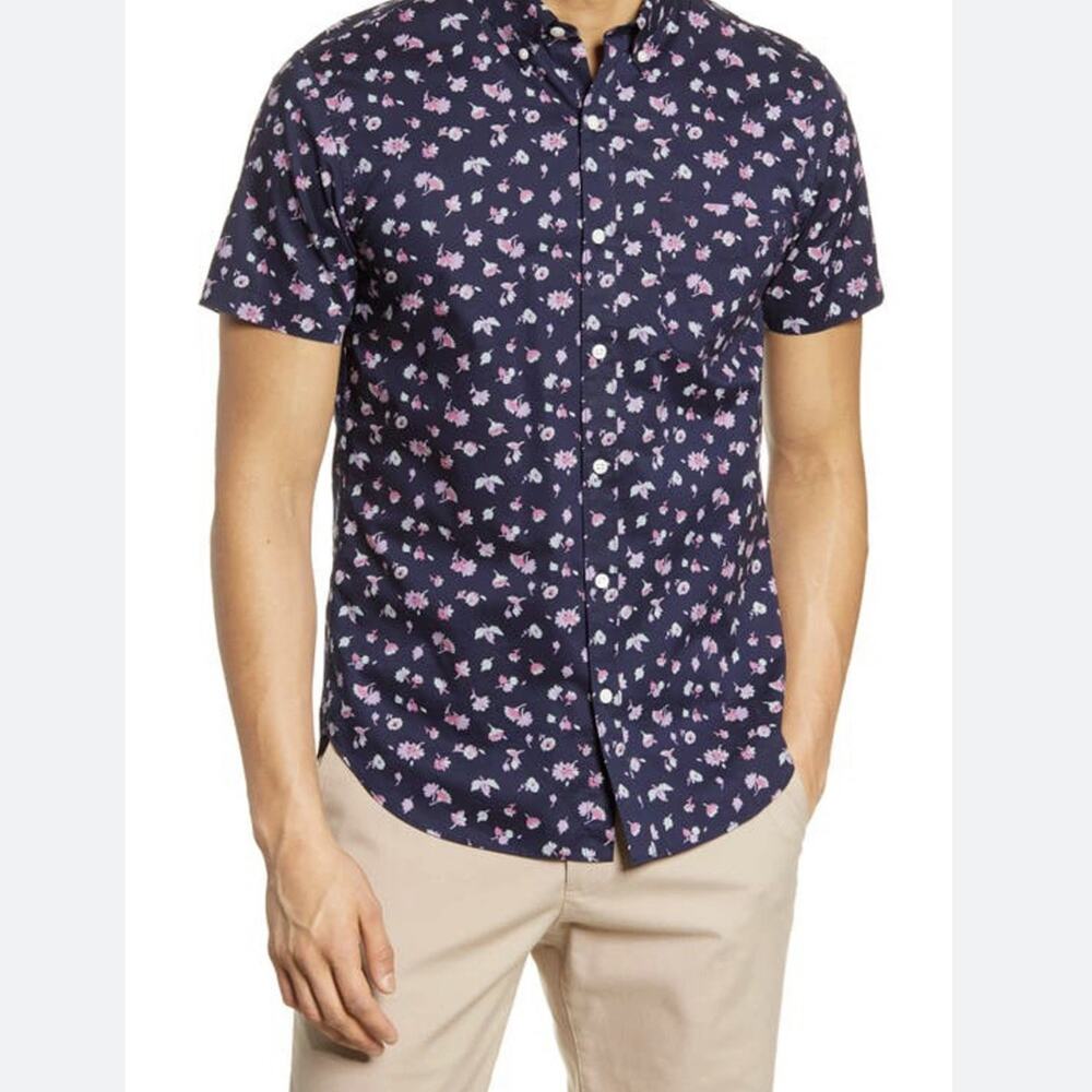 Bonobos Riviera Slim Fit Floral Shirt Short Sleeves Mens XXL